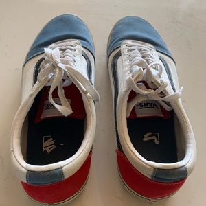 Men’s Vans - size 10 - white, blue and red.